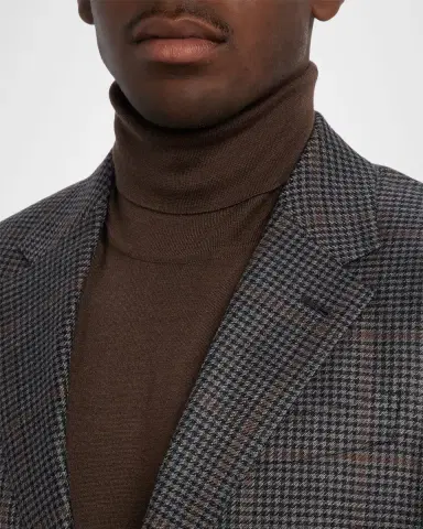 Zegna Men's Cashmere and Silk Houndstooth Check Sport Coat | Thumbnail 5