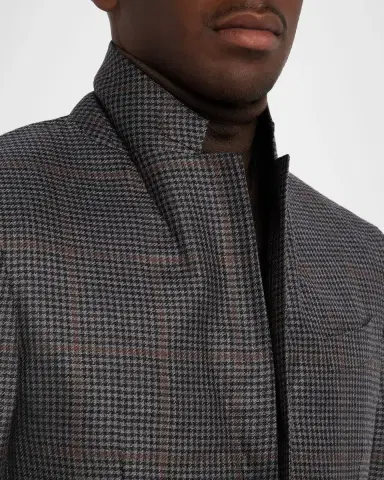 Zegna Men's Cashmere and Silk Houndstooth Check Sport Coat | Thumbnail 7