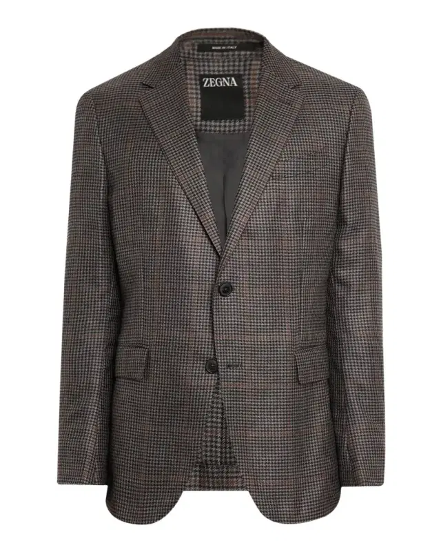ZEGNA Men 's Cashmere and Silk Houndstooth Check Sport Coat