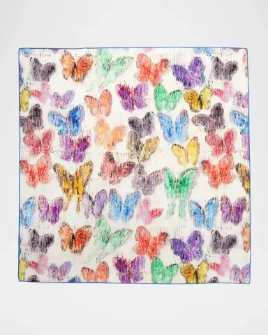 Hunt Slonem Spring Butterflies Printed Linen Dinner Napkin | Thumbnail 2