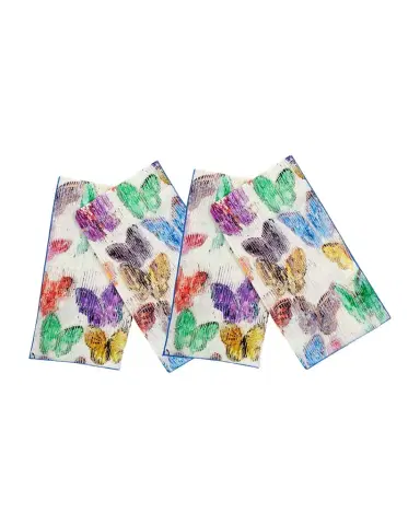 Hunt Slonem Spring Butterflies Printed Linen Dinner Napkin | Thumbnail 1