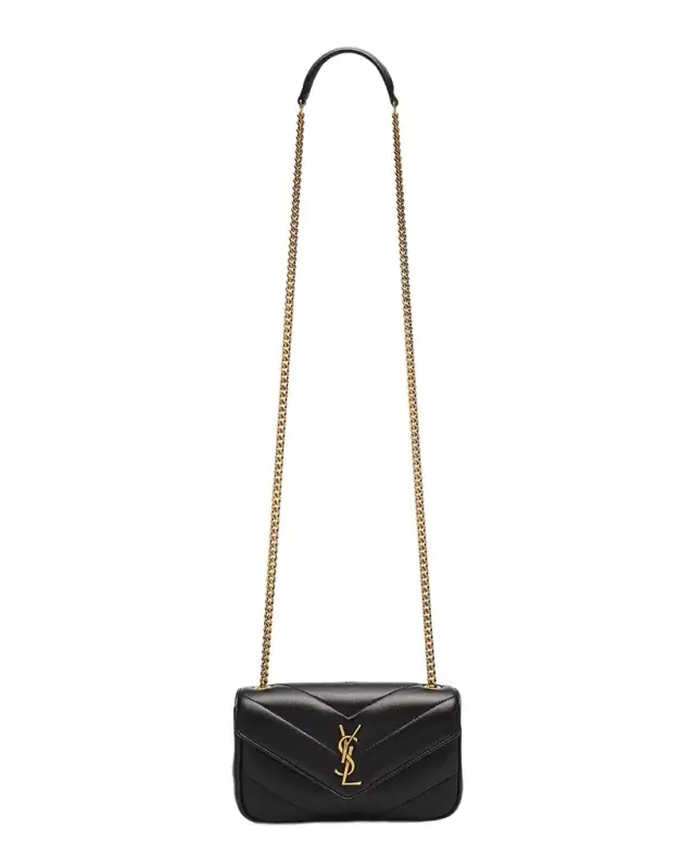 Saint Laurent Loulou Mini YSL Chain Crossbody Bag in Quilted Leather