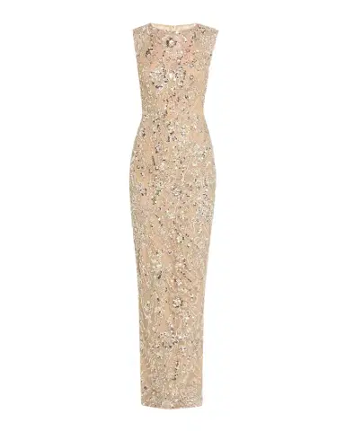 Bronx and Banco Violet Bead & Sequin Floral-Embroidered Gown | Thumbnail 1