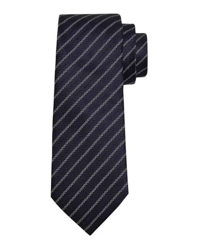 ZEGNA Men 's Satin Diagonal Stripe Silk Tie