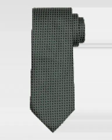 Zegna Men's Geometric Net Silk Tie | Thumbnail 2