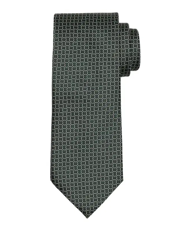 ZEGNA Men 's Geometric Net Silk Tie