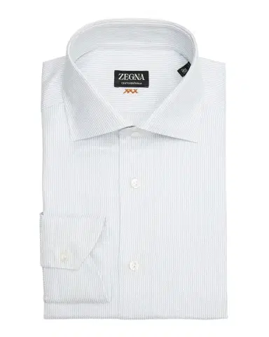 ZEGNA Men's Narrow Stripe Centoventimila Cotton Dress Shirt | Thumbnail 1 ZEGNA Men's Narrow Stripe Centoventimila Cotton Dress Shirt | Thumbnail 1