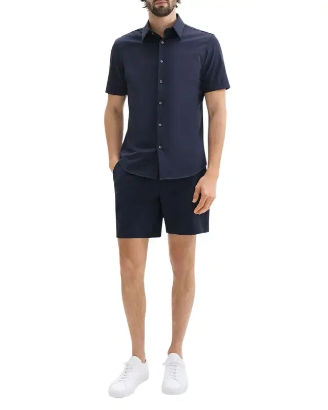 Theory Men 's Irving Short Sleeve Shirt in Structure Knit