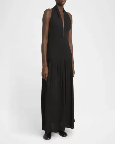 Proenza Schouler Tala Halter Viscose Georgette Dress | Thumbnail 4 Proenza Schouler Tala Halter Viscose Georgette Dress | Thumbnail 4