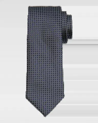 Zegna Men's Geometric Net Silk Tie | Thumbnail 2