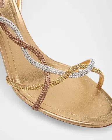 René Caovilla Three-Tone Crystal Satin Braid Halter Sandals | Thumbnail 6