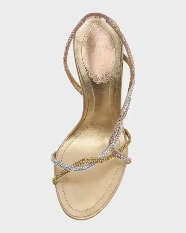 René Caovilla Three-Tone Crystal Satin Braid Halter Sandals | Thumbnail 7
