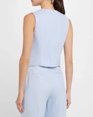Argent High-Neck Linen Twill Waistcoat | Thumbnail 3 Argent High-Neck Linen Twill Waistcoat | Thumbnail 3