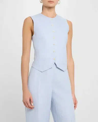 Argent High-Neck Linen Twill Waistcoat | Thumbnail 4 Argent High-Neck Linen Twill Waistcoat | Thumbnail 4