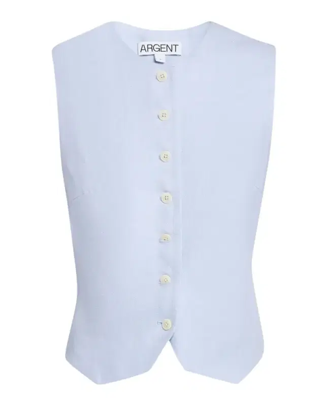 High-Neck Linen Twill Waistcoat