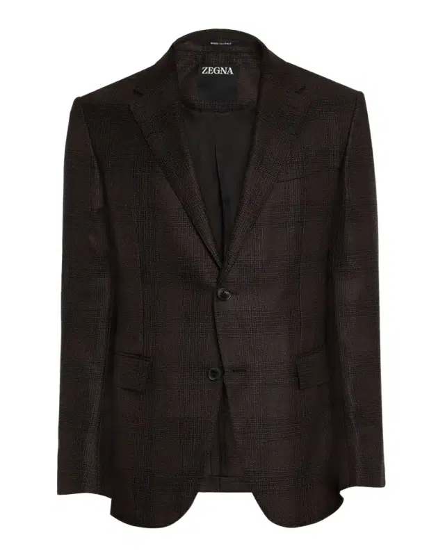 ZEGNA Men 's Cashmere and Silk Tonal Plaid Sport Coat