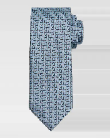 Zegna Men's Geometric Net Jacquard Silk Tie | Thumbnail 2 Zegna Men's Geometric Net Jacquard Silk Tie | Thumbnail 2