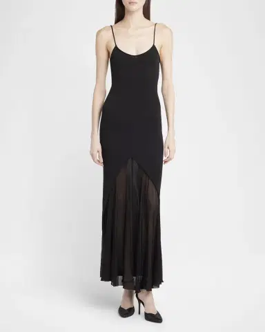 Giorgio Armani Sheer Skirt Panel Jersey Dress | Thumbnail 2 Giorgio Armani Sheer Skirt Panel Jersey Dress | Thumbnail 2