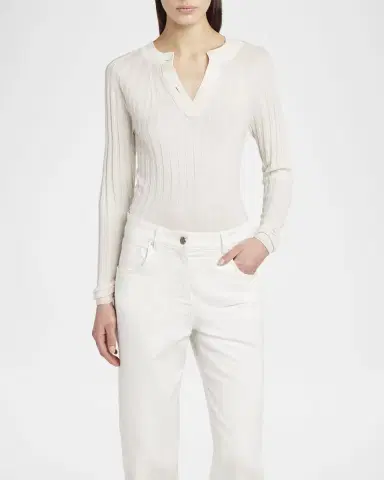 Giorgio Armani Ribbed Cashmere Silk Top | Thumbnail 4 Giorgio Armani Ribbed Cashmere Silk Top | Thumbnail 4