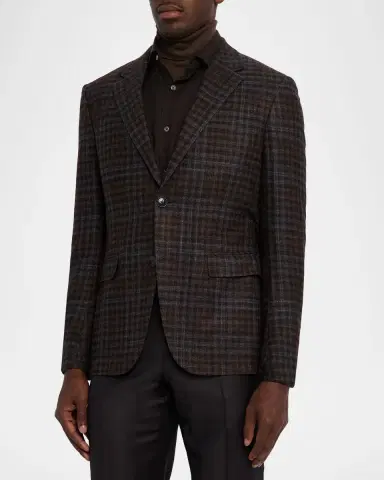 Zegna Men's Check Winter Crossover Notch-Lapel Sport Coat | Thumbnail 4