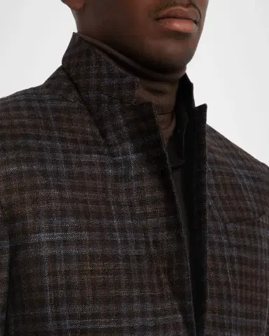 Zegna Men's Check Winter Crossover Notch-Lapel Sport Coat | Thumbnail 7
