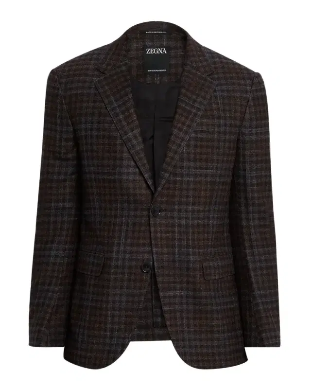 ZEGNA Men 's Check Winter Crossover Notch-Lapel Sport Coat