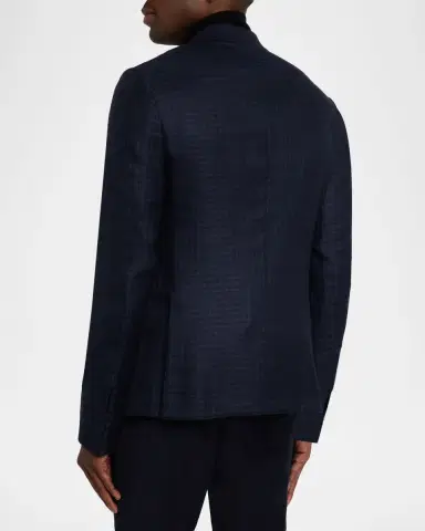 Zegna Men's Cashmere and Silk Tonal Check Sport Coat | Thumbnail 3