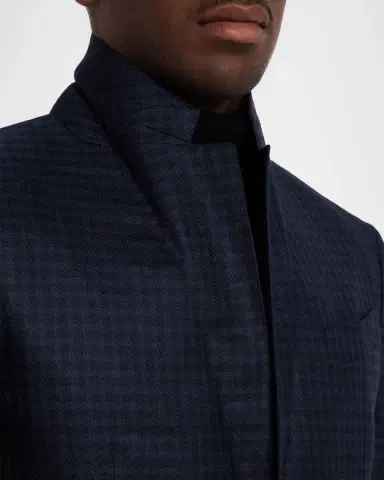 Zegna Men's Cashmere and Silk Tonal Check Sport Coat | Thumbnail 7