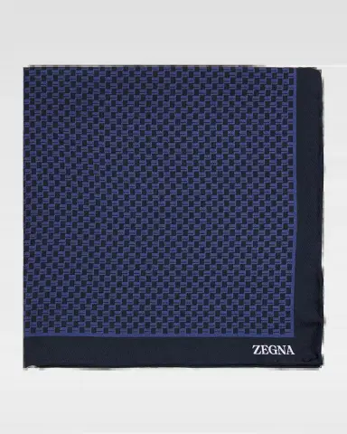 Zegna Men's Petite Geometric Silk Pocket Square | Thumbnail 2 Zegna Men's Petite Geometric Silk Pocket Square | Thumbnail 2