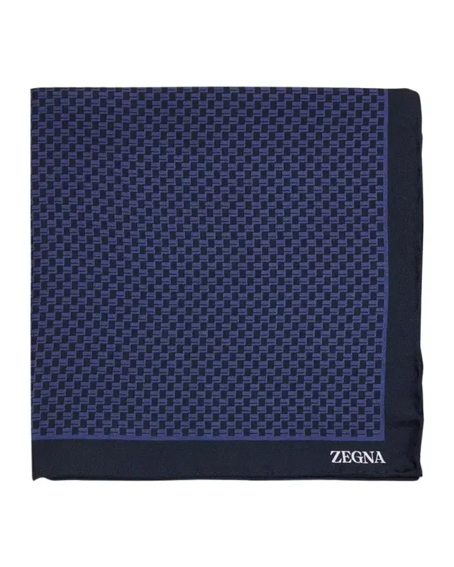 ZEGNA Men 's Petite Geometric Silk Pocket Square