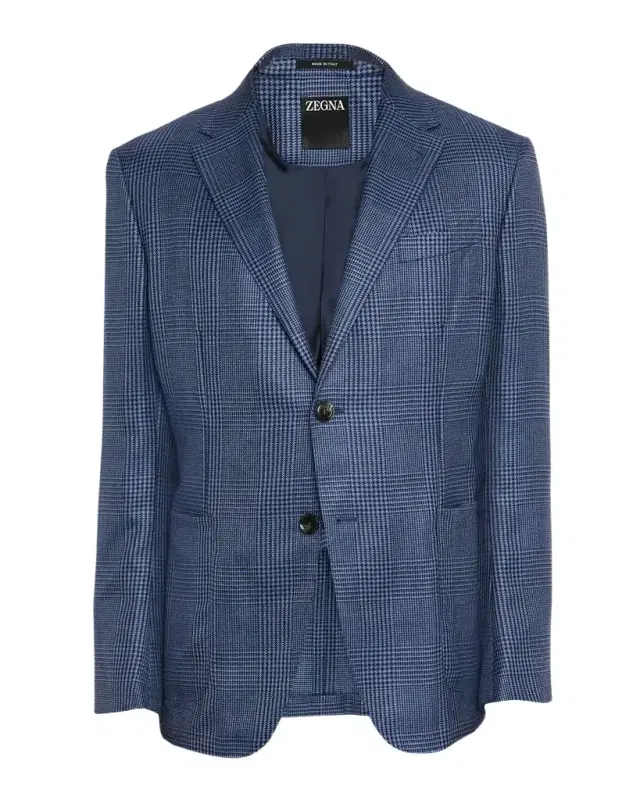 ZEGNA Men 's Cashmere and Silk Prince Of Wales Sport Coat