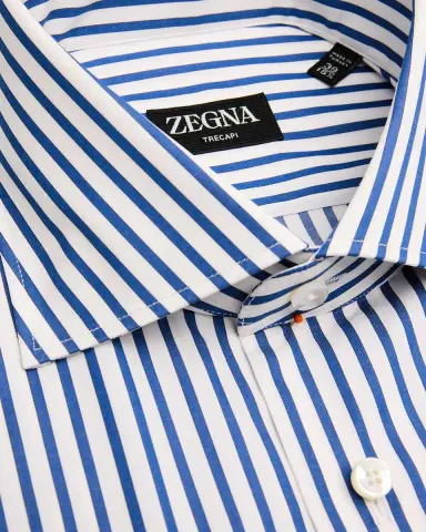 Zegna Men's Trecapi Cotton Bengal Stripe Dress Shirt | Thumbnail 2