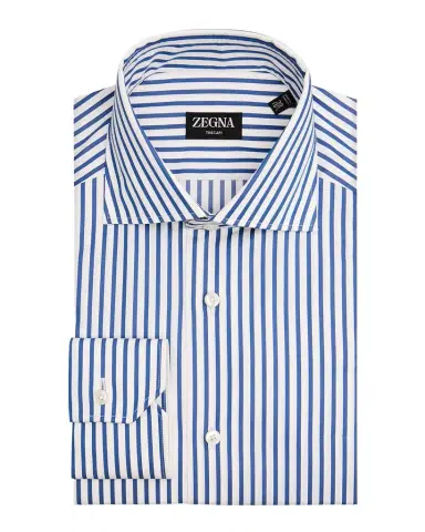 Zegna Men's Trecapi Cotton Bengal Stripe Dress Shirt | Thumbnail 1