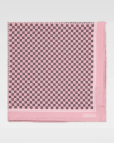 ZEGNA Men's Petite Geometric Floral Silk Pocket Square | Thumbnail 2 ZEGNA Men's Petite Geometric Floral Silk Pocket Square | Thumbnail 2