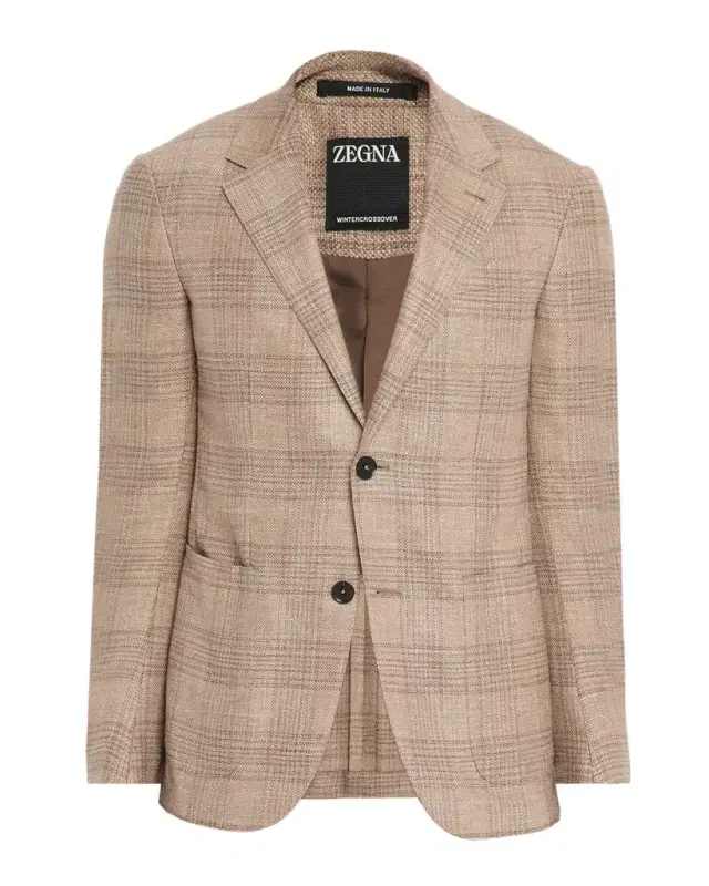 ZEGNA Men 's Winter Crossover Large Plaid Sport Coat
