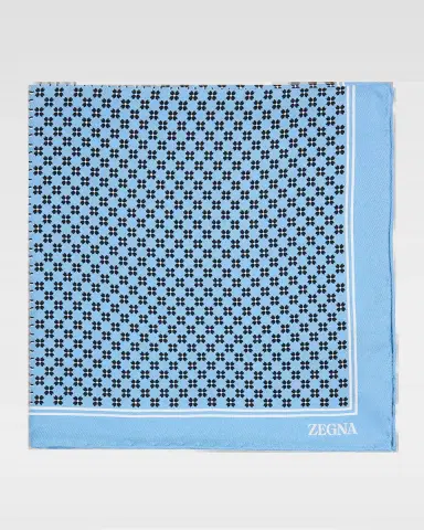 Zegna Men's Petite Geometric Floral Silk Pocket Square | Thumbnail 2 Zegna Men's Petite Geometric Floral Silk Pocket Square | Thumbnail 2