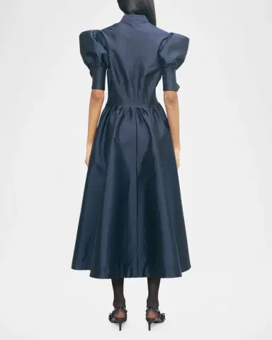 LOVEBIRDS Supernova Pleated Puff-Sleeve Midi Shirtdress | Thumbnail 3 LOVEBIRDS Supernova Pleated Puff-Sleeve Midi Shirtdress | Thumbnail 3