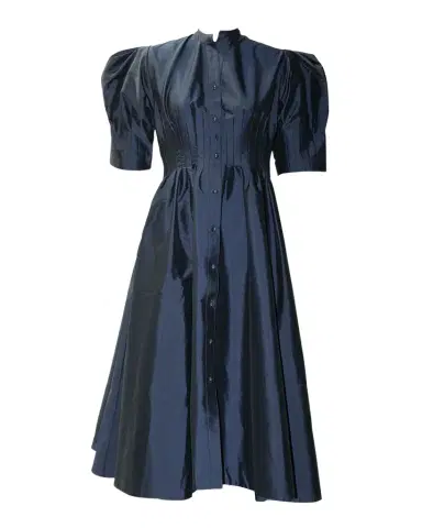 LOVEBIRDS Supernova Pleated Puff-Sleeve Midi Shirtdress | Thumbnail 1 LOVEBIRDS Supernova Pleated Puff-Sleeve Midi Shirtdress | Thumbnail 1