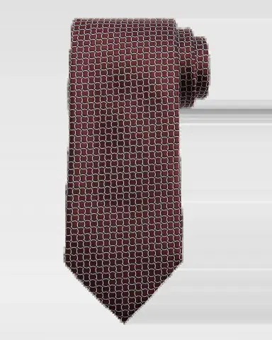 Zegna Men's Geometric Net Jacquard Silk Tie | Thumbnail 2