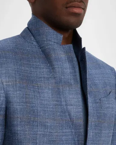 Zegna Men's Melange Windowpane Winter Crossover Sport Coat | Thumbnail 7