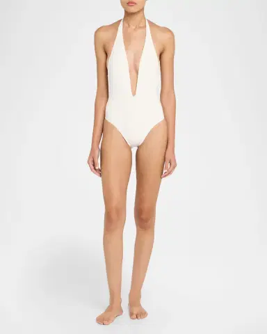 Tom Ford Plunging Halter Jersey One-Piece Swimsuit | Thumbnail 2 Tom Ford Plunging Halter Jersey One-Piece Swimsuit | Thumbnail 2