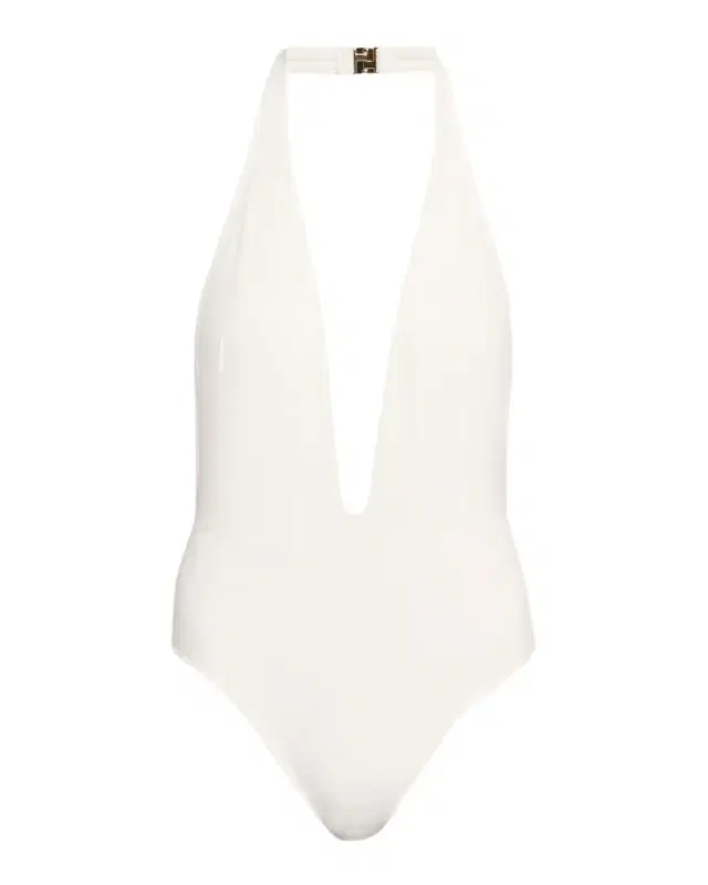 TOM FORD Plunging Halter Jersey One-Piece Swimsuit