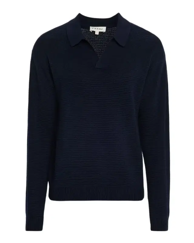 Men 's Knit Wool and Cashmere Johnny Collar Sweater