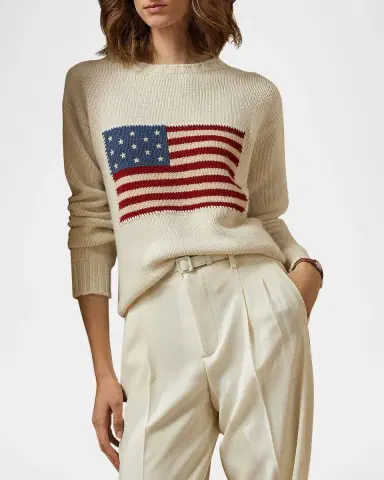 Ralph Lauren Collection Flag Cashmere Crewneck Sweater | Thumbnail 4 Ralph Lauren Collection Flag Cashmere Crewneck Sweater | Thumbnail 4