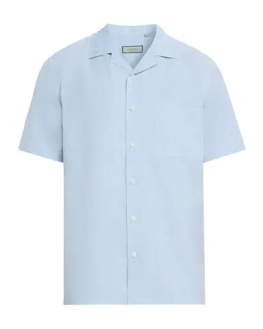 Canali Men 's Linen and Cotton Pocket Camp Shirt | Thumbnail 1