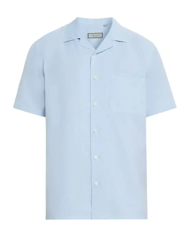 Men 's Linen and Cotton Pocket Camp Shirt