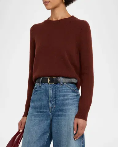 Nili Lotan Venus Dark Rust Cashmere Crop Sweater | Thumbnail 4 Nili Lotan Venus Dark Rust Cashmere Crop Sweater | Thumbnail 4