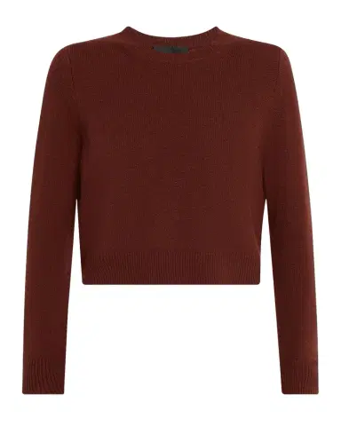 Nili Lotan Venus Dark Rust Cashmere Crop Sweater | Thumbnail 1 Nili Lotan Venus Dark Rust Cashmere Crop Sweater | Thumbnail 1