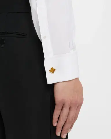 Jan Leslie Men 's 18K Gold Vermeil Four Leaf Clover Tiger 's Eye Cufflinks | Thumbnail 2
