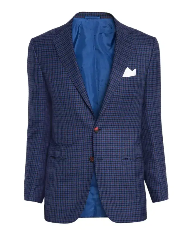 Kiton Men 's Soft Cashmere Multi-Check Sport Coat